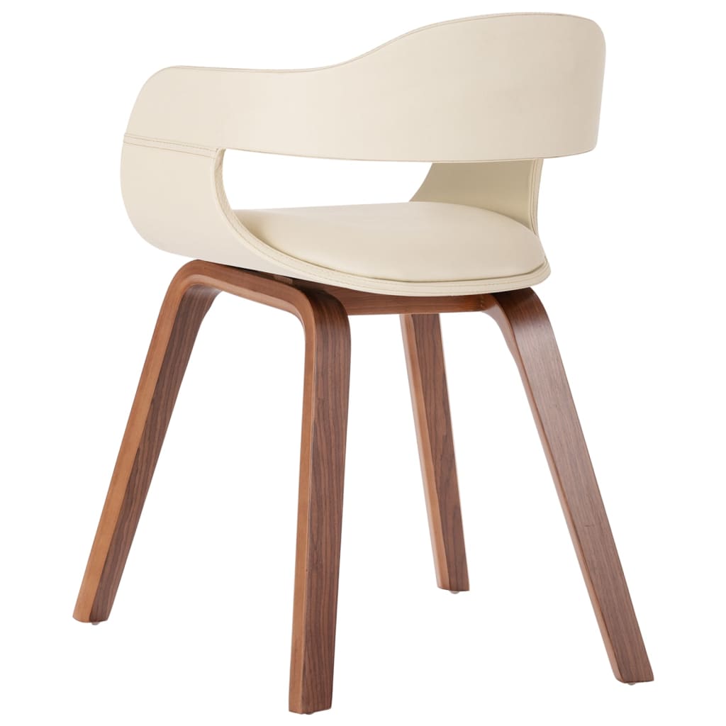 vidaXL Cadeira de jantar madeira curvada e couro artificial branco
