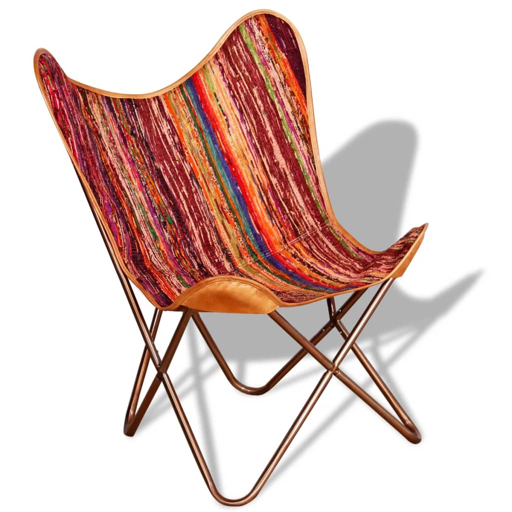 vidaXL Cadeira borboleta em tecido chenille multicolorido