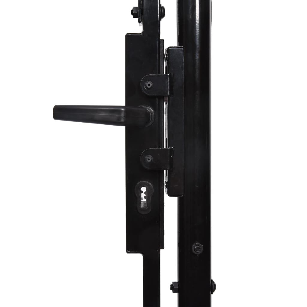 vidaXL Portão p/ cerca porta dupla topo em espetos 3x2 m aço preto