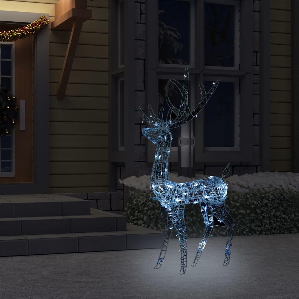 vidaXL Rena decorativa de Natal 140 LEDs 120 cm acrílico branco frio