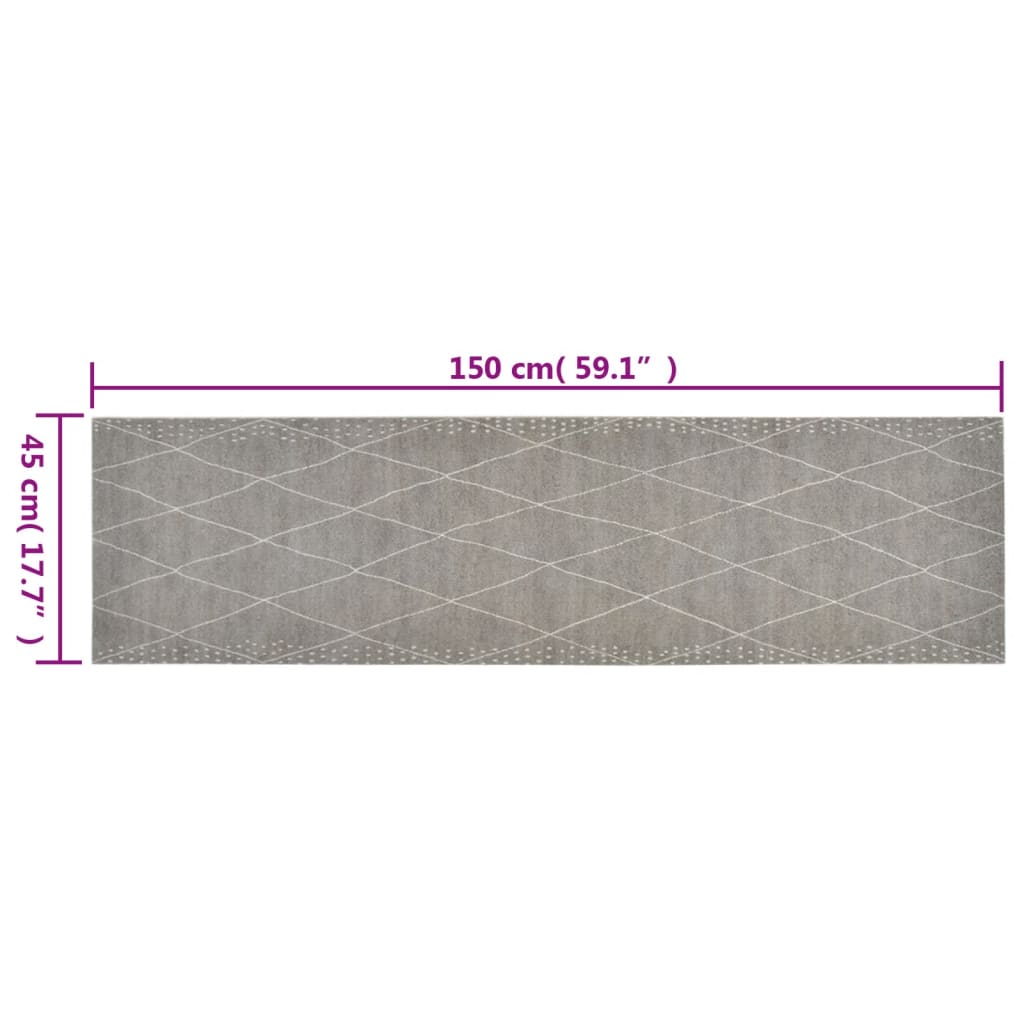 vidaXL Tapete de cozinha lavável 45x150 cm veludo padrão losangos