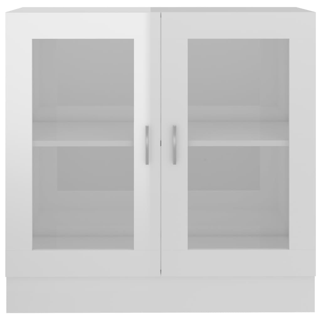 vidaXL Armário vitrine 82,5x30,5x80 cm contraplacado branco brilhante