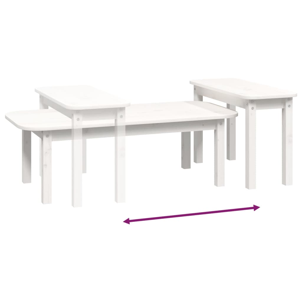 vidaXL 2 pcs conjunto de mesas de centro pinho maciço branco