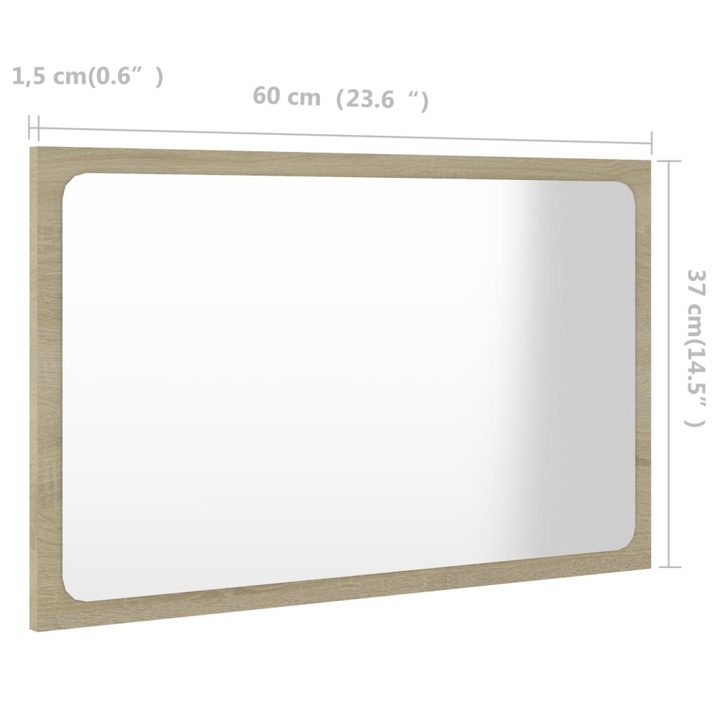 vidaXL Espelho de casa de banho 60x1,5x37 cm contraplacado carvalho