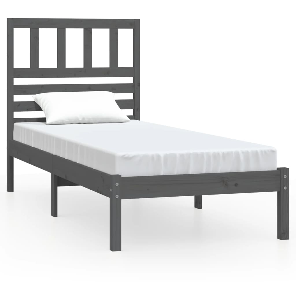 vidaXL Estrutura cama solteiro 90x200 cm pinho maciço cinzento