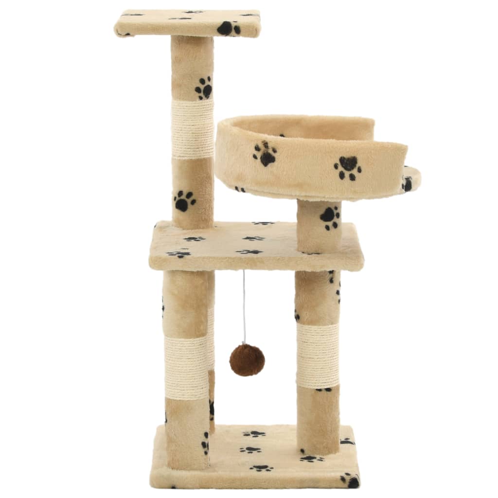 vidaXL Árvore para gatos c/ postes arranhadores sisal 65 cm bege