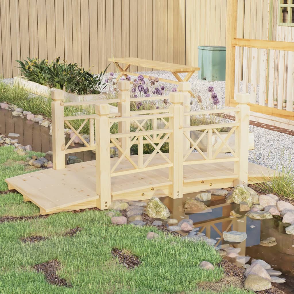 vidaXL Ponte de jardim com corrimões 150x67x56 cm abeto maciço