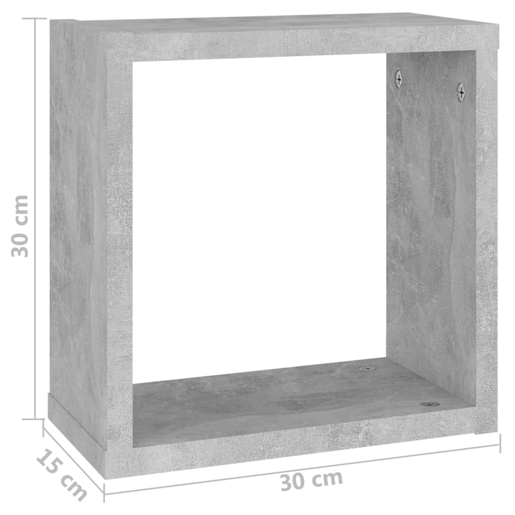 vidaXL Prateleiras parede forma de cubo 6 pcs 30x15x30cm cinza cimento