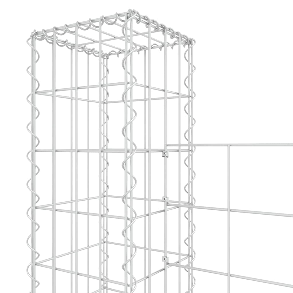 vidaXL Cesto gabião em forma de U c/ 6 postes 620x20x150 cm ferro