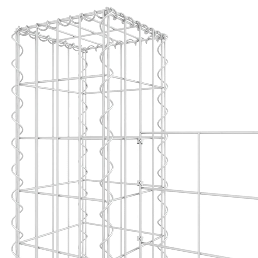 vidaXL Cesto gabião em forma de U c/ 6 postes 620x20x200 cm ferro