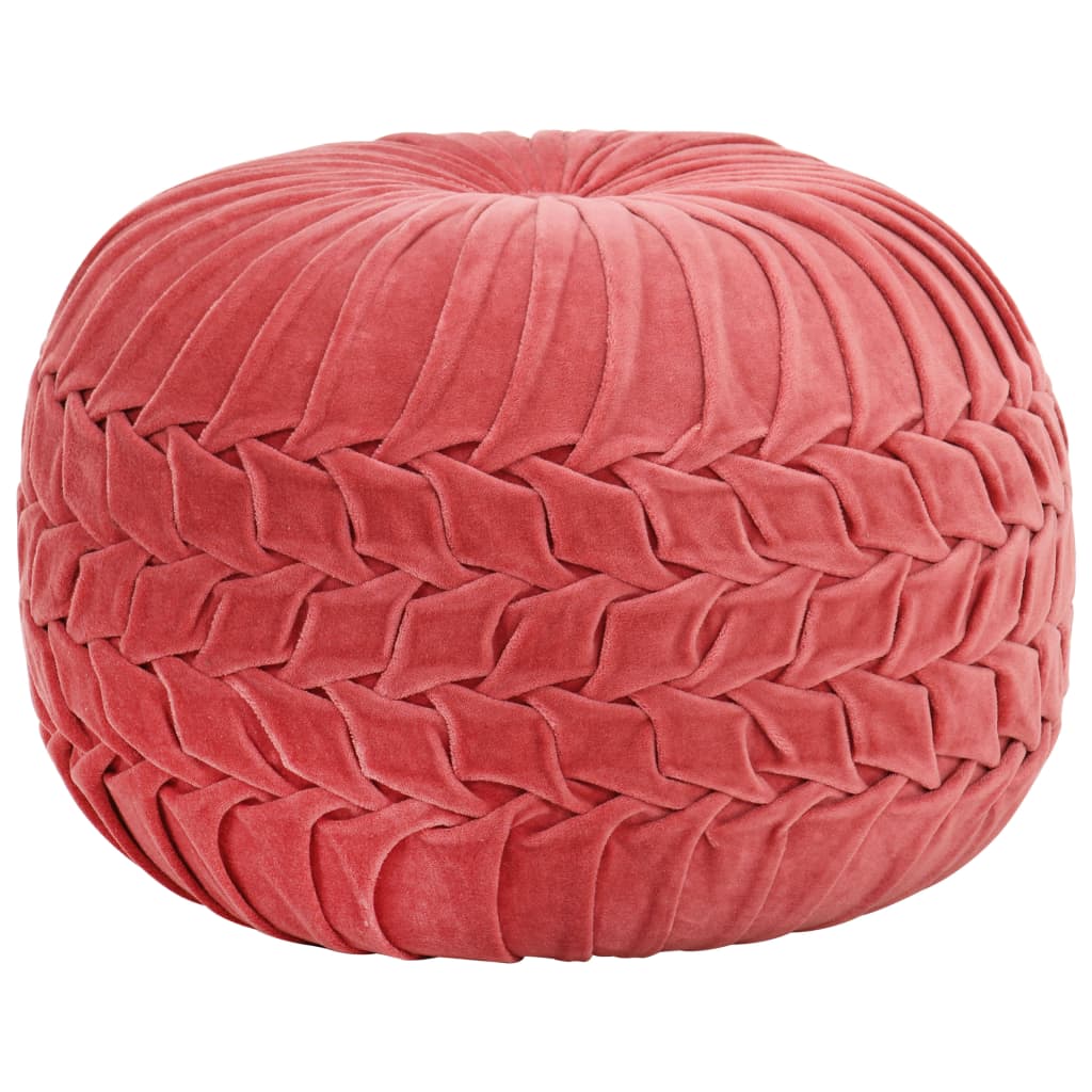 vidaXL Pufe em veludo de algodão design smock 40x30 cm rosa