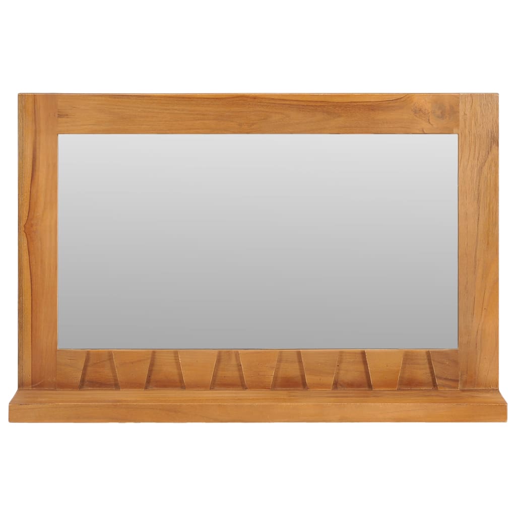 vidaXL Espelho de parede com prateleira 60x12x40 cm teca maciça