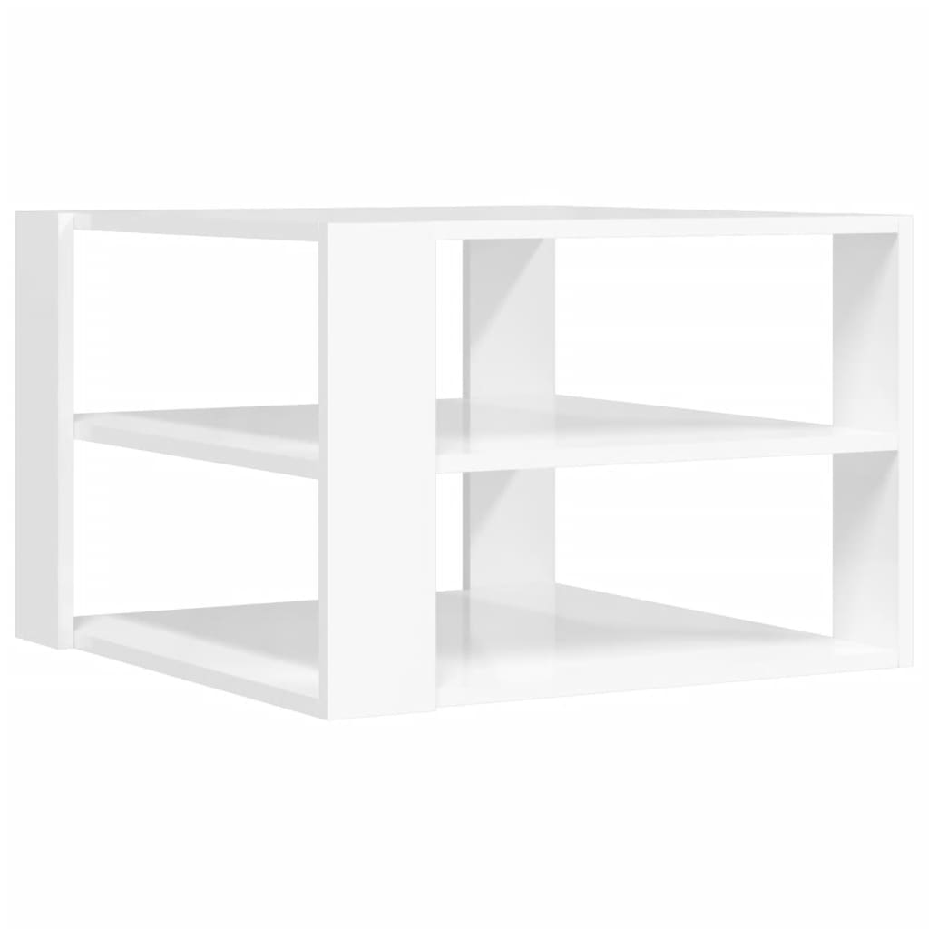 vidaXL Mesa centro 59,5x59,5x40 cm derivados madeira branco brilhante