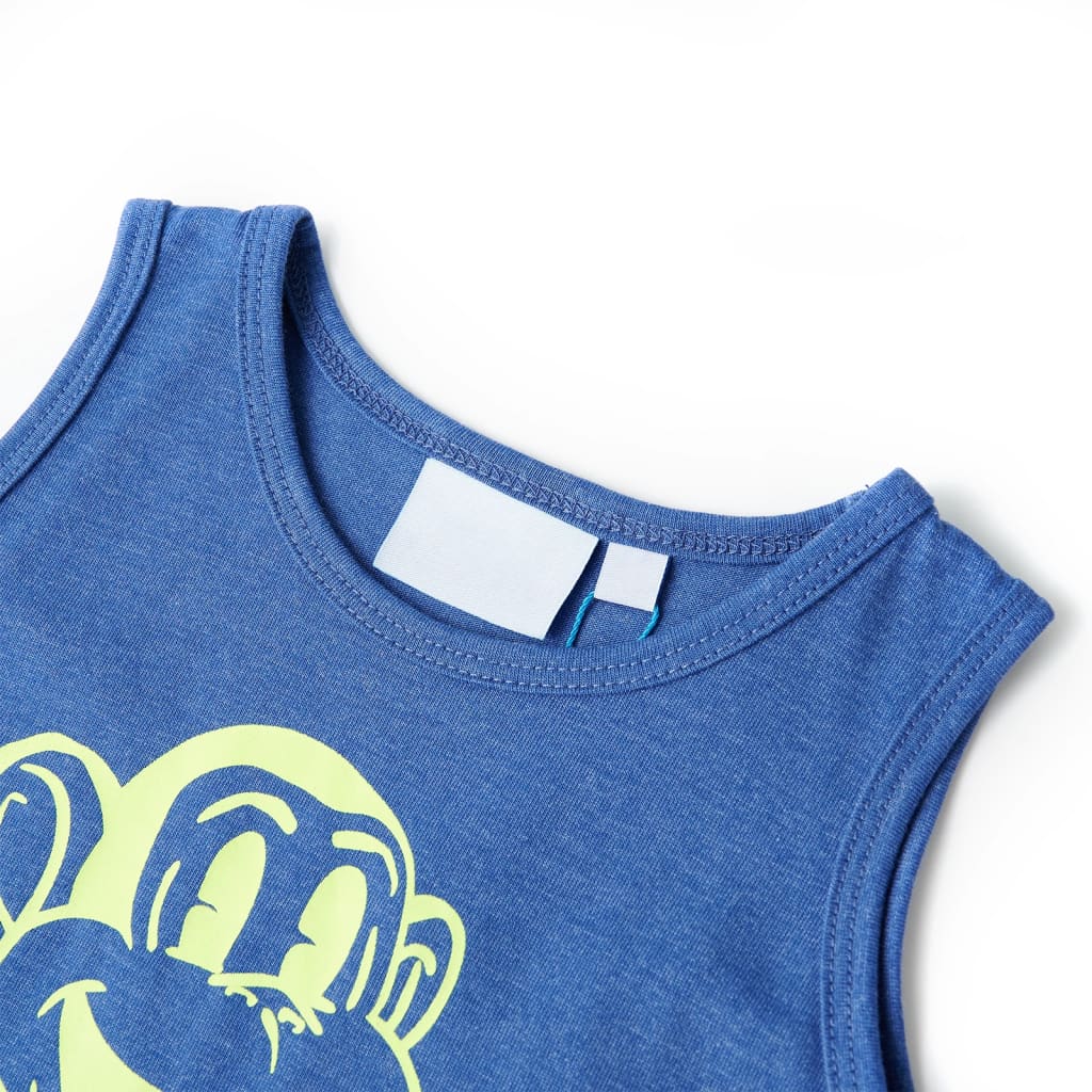 T-shirt de manga cava para criança azul-mesclado 92