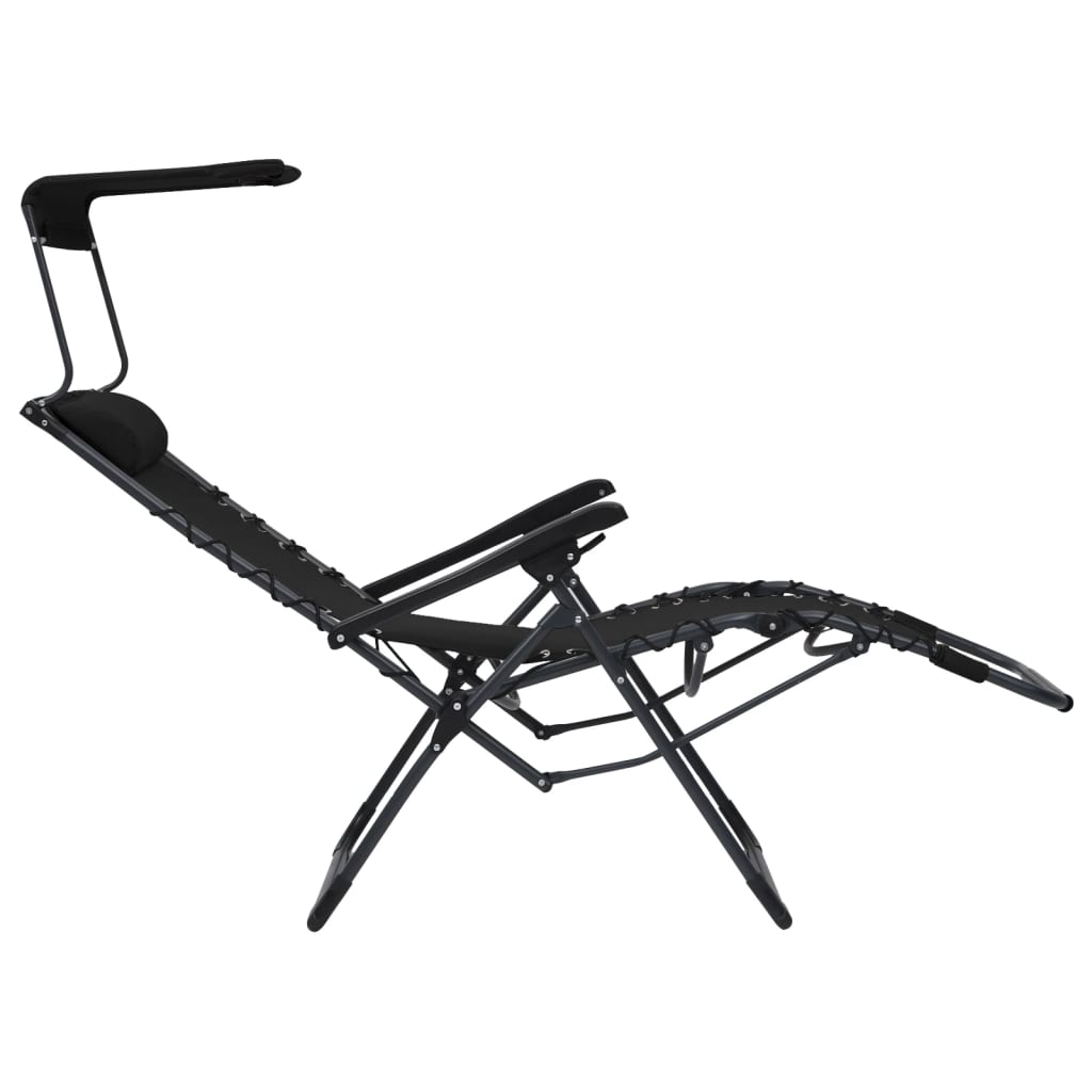 vidaXL Cadeira de pátio dobrável textilene preto