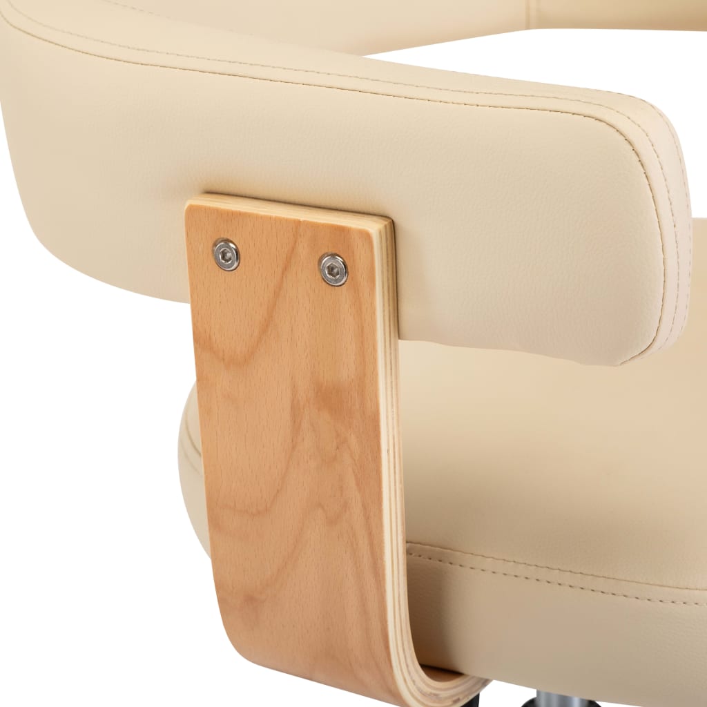 vidaXL Cadeira de jantar giratória madeira curvada/couro artif. creme