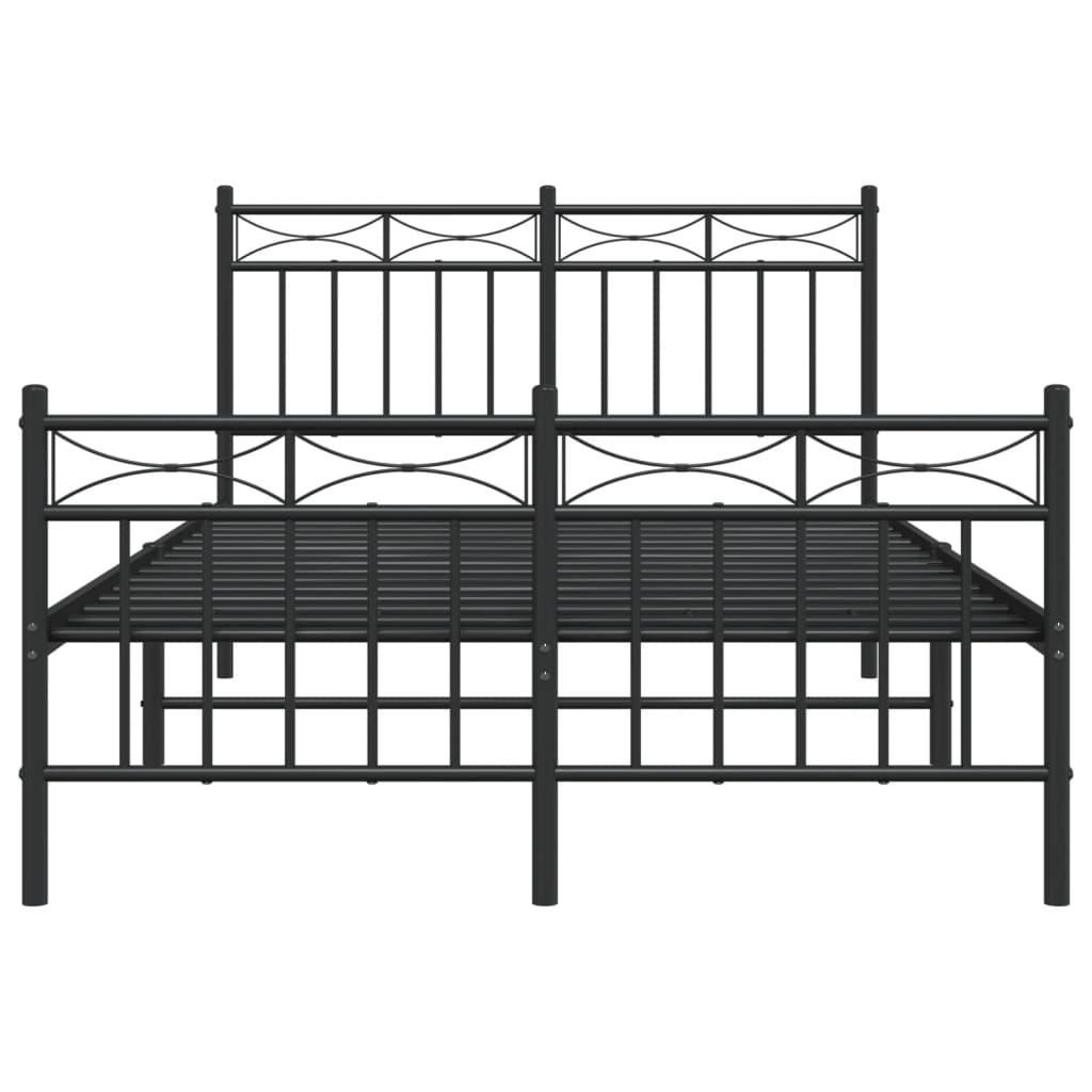 vidaXL Estrutura de cama com cabeceira e pés 120x190 cm metal preto