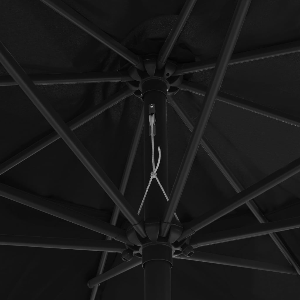vidaXL Guarda-sol de exterior com mastro de metal 390 cm preto