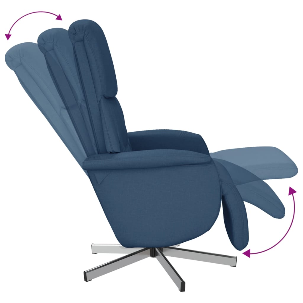 vidaXL Cadeira reclinável c/ apoio de pés tecido azul