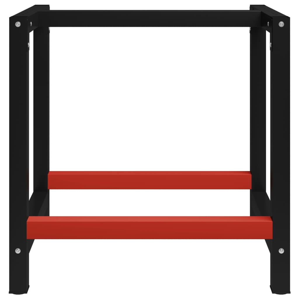 vidaXL Estrutura banco de trabalho 80x57x79 cm metal preto e vermelho
