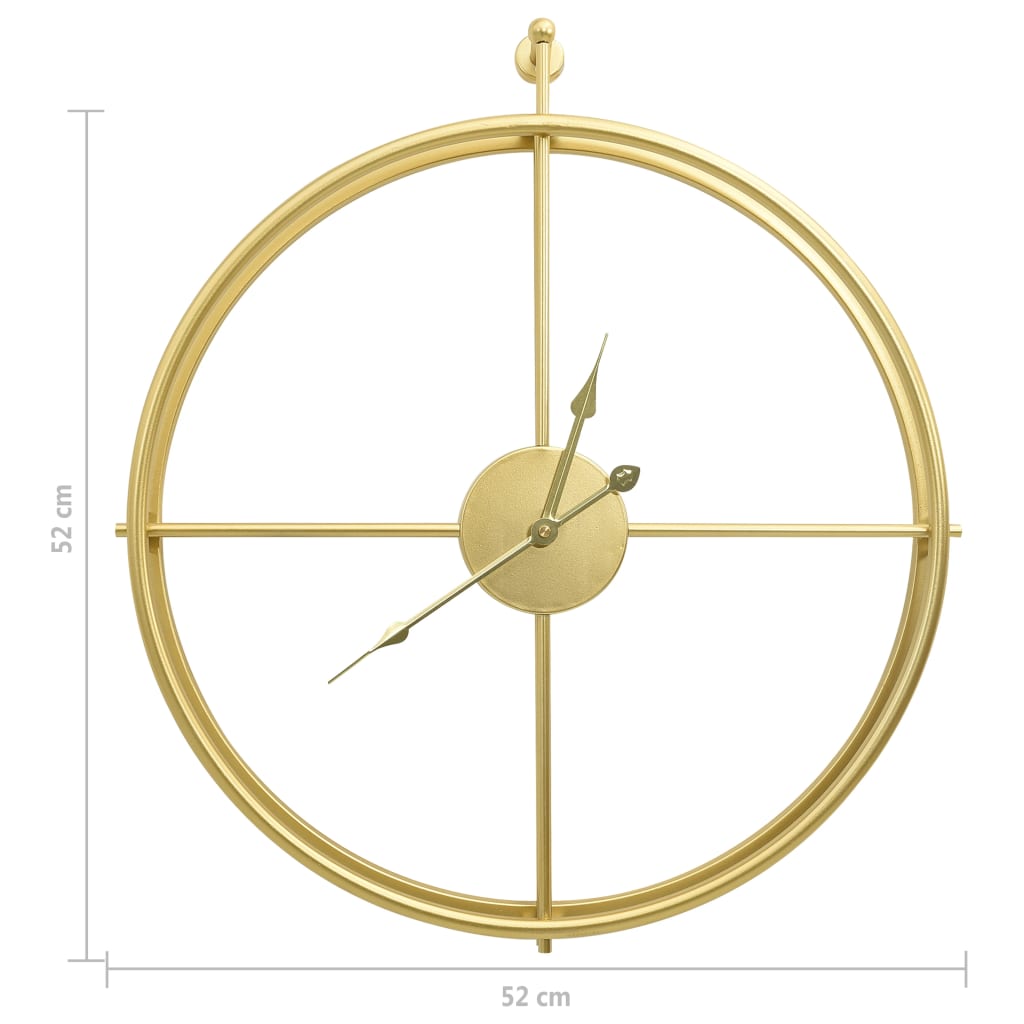 vidaXL Relógio de parede 52 cm ferro dourado