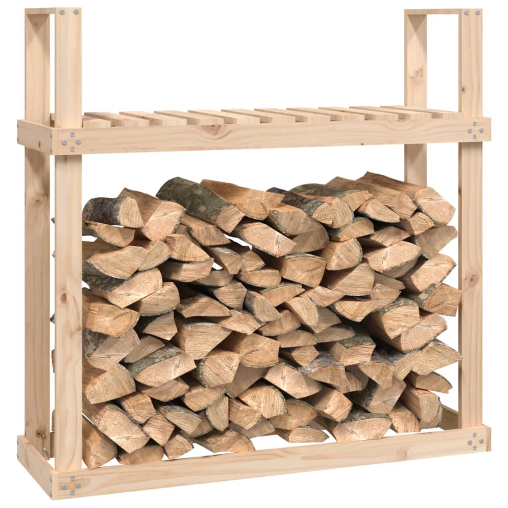 vidaXL Suporte para lenha 110x35x108,5 cm madeira de pinho maciça