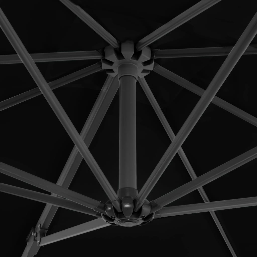 vidaXL Guarda-sol cantilever c/ poste de alumínio 250x250 cm preto