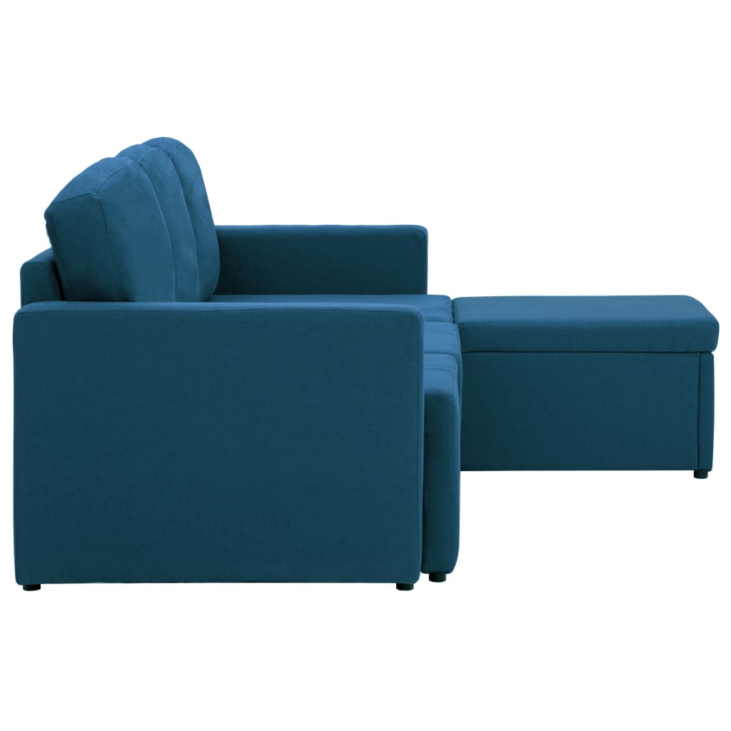 vidaXL Sofá-cama modular de 3 lugares tecido azul
