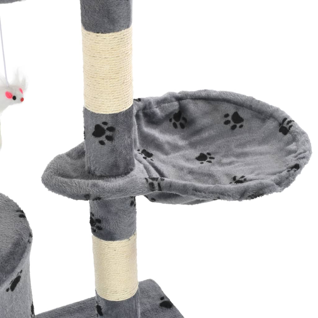 vidaXL Árvore para gatos c/postes arranhadores sisal 138 cm cinzento