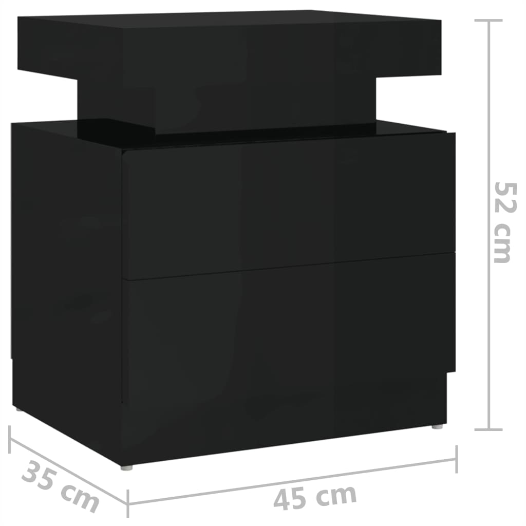 vidaXL Mesa de cabeceira 45x35x52 cm aglomerado preto brilhante