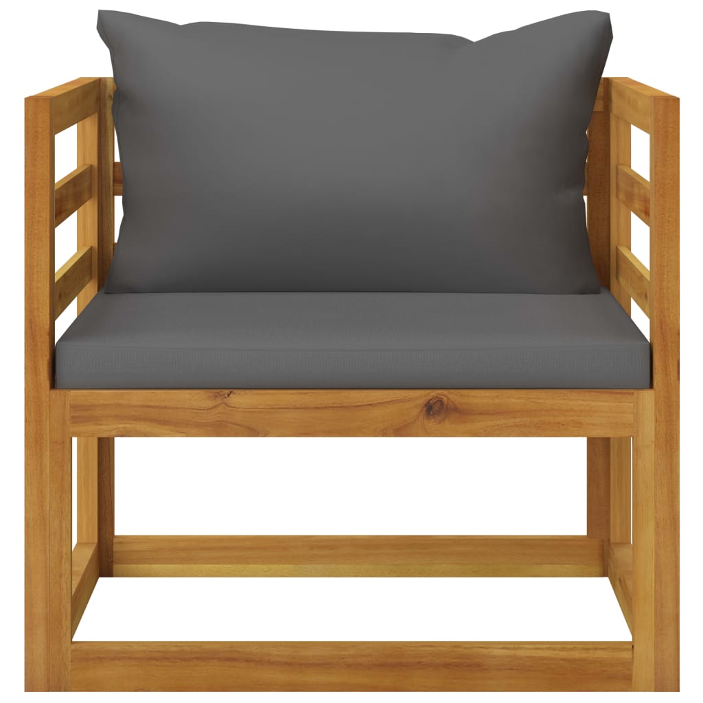 vidaXL Cadeira de jardim c/ almofadões cinzento-escuro acácia maciça