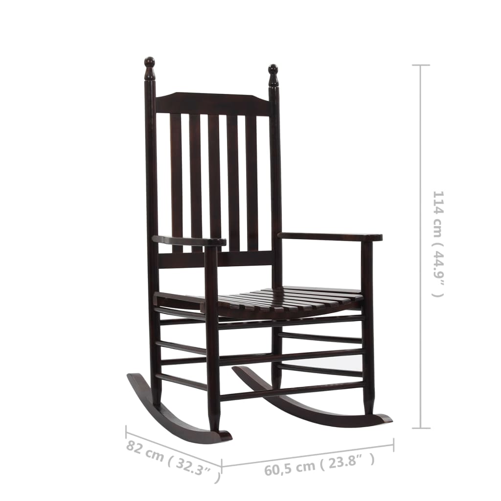 vidaXL Cadeira de baloiço com assento curvo madeira de álamo castanho