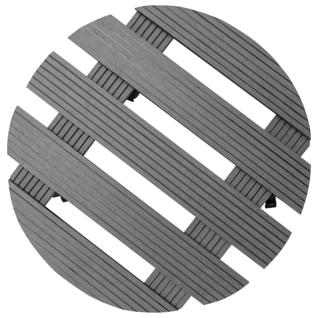 vidaXL Suportes com rodas para vasos 2 pcs Ø30x7,5 cm WPC cinzento