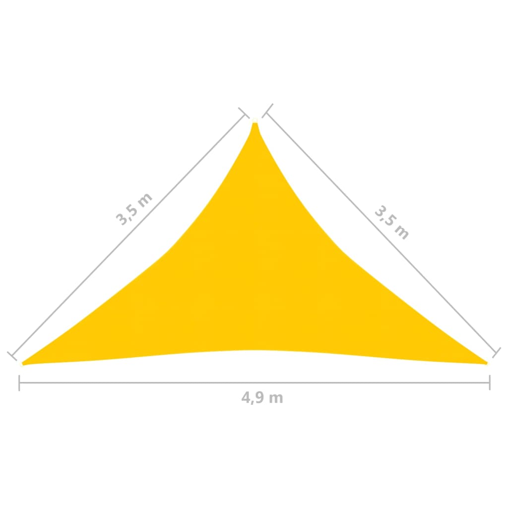 vidaXL Para-sol estilo vela 160 g/m² 3,5x3,5x4,9 m PEAD amarelo