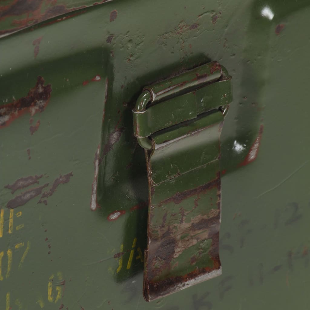 vidaXL Arca de arrumação estilo militar 68x24x66 cm ferro