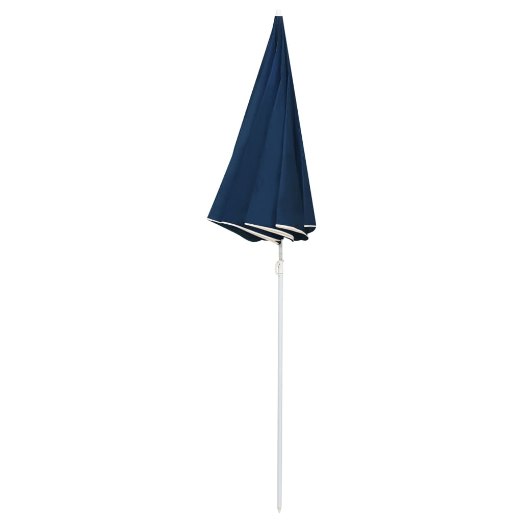 vidaXL Guarda-sol de exterior com poste de aço 180 cm azul