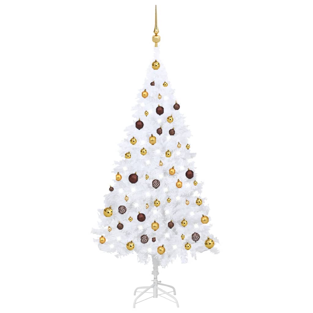 vidaXL Árvore Natal artificial c/ luzes LED e bolas 150 cm PVC branco