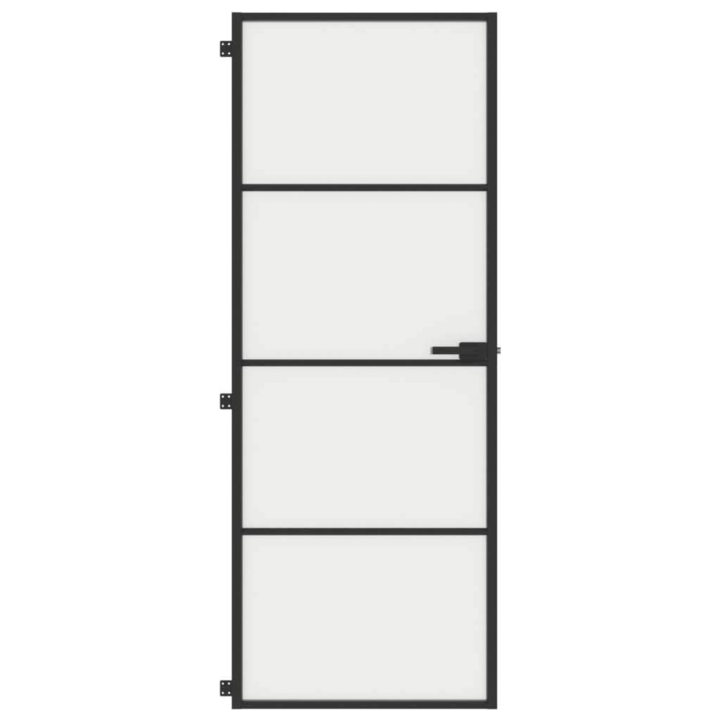 vidaXL Porta interior 76x201,5 cm vidro temperado e alumínio preto