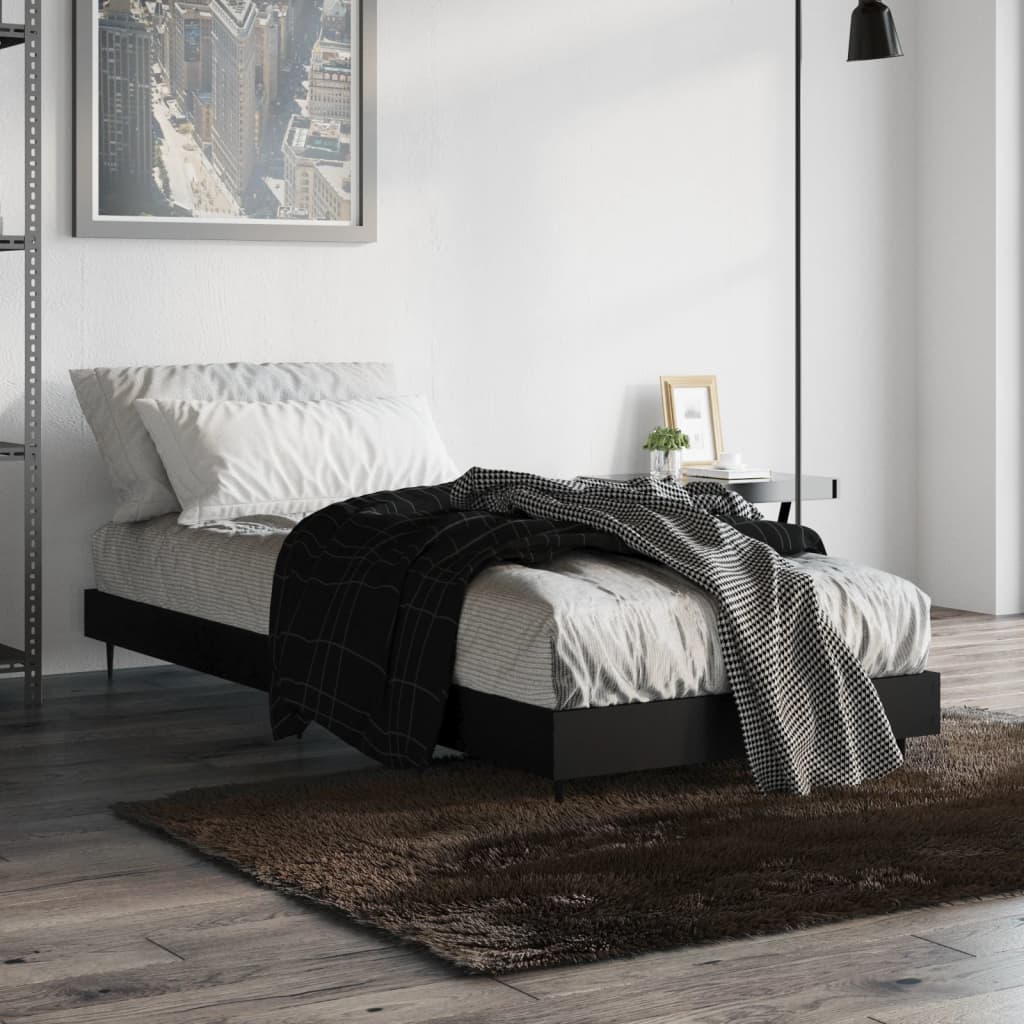 vidaXL Estrutura de cama 75x190 cm derivados de madeira preto
