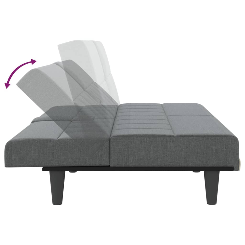 vidaXL Sofá-cama com suportes para copos tecido cinzento-escuro