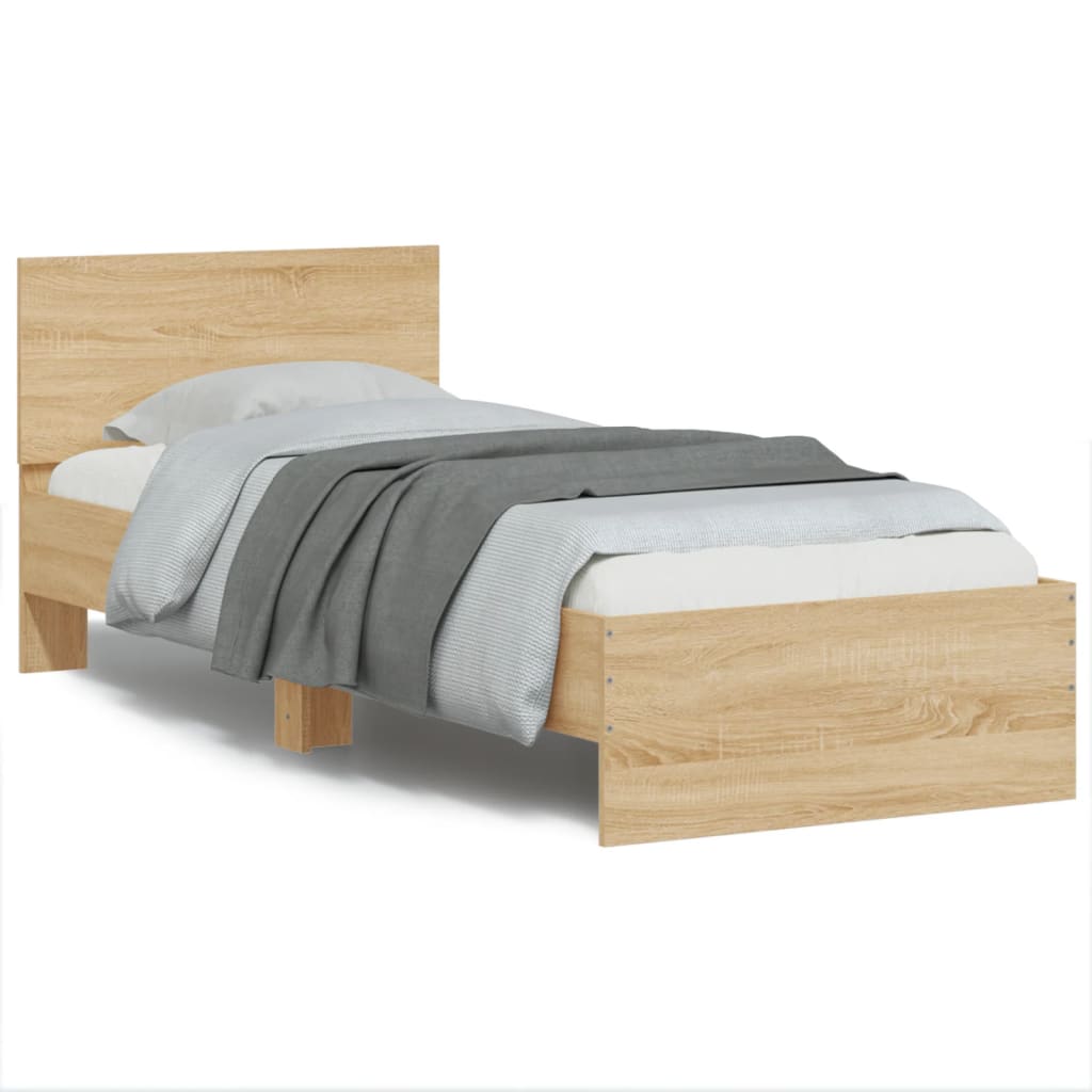 vidaXL Estrutura cama c/ cabeceira derivados madeira carvalho sonoma