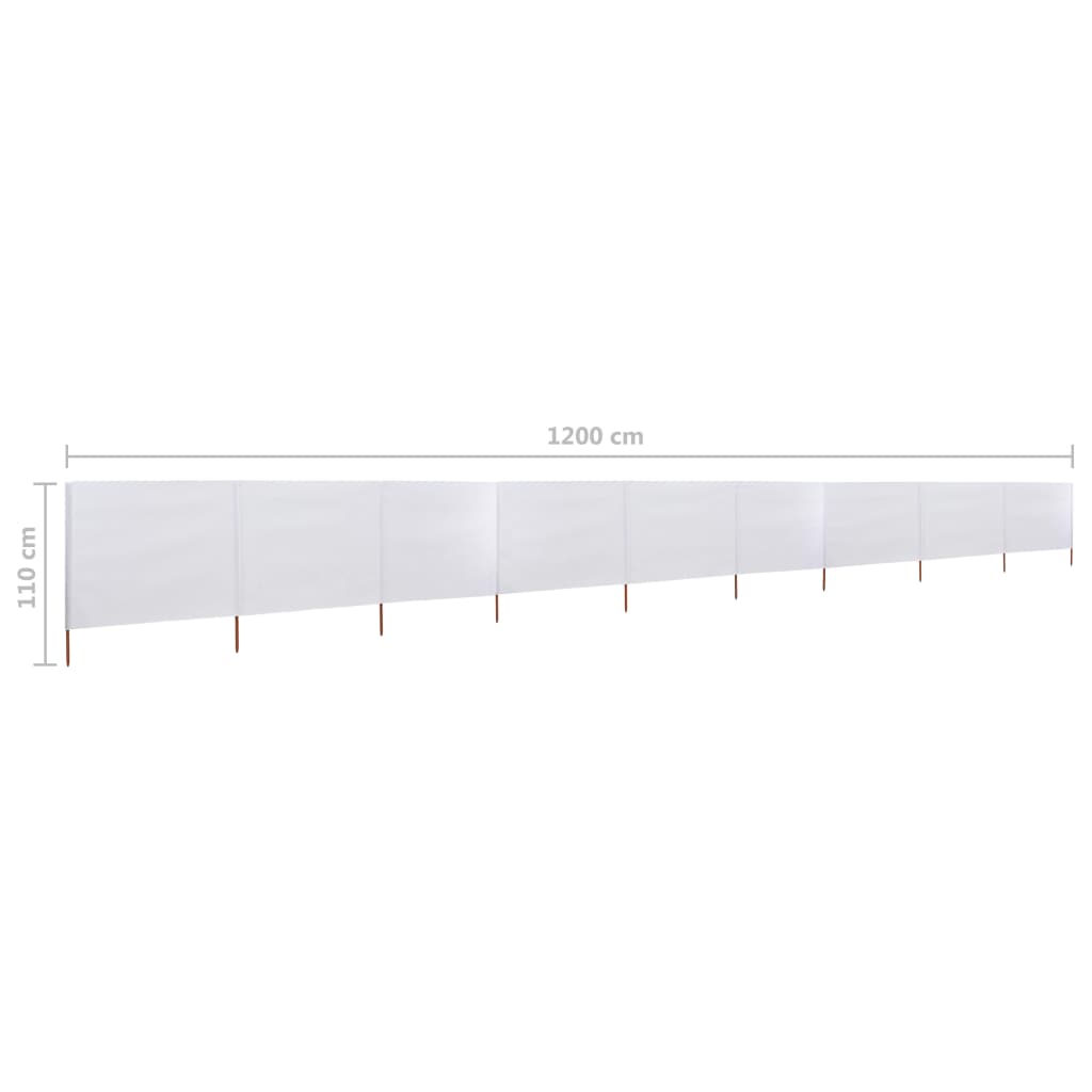 vidaXL Para-vento com 9 painéis em tecido 1200x80 cm cor areia branco