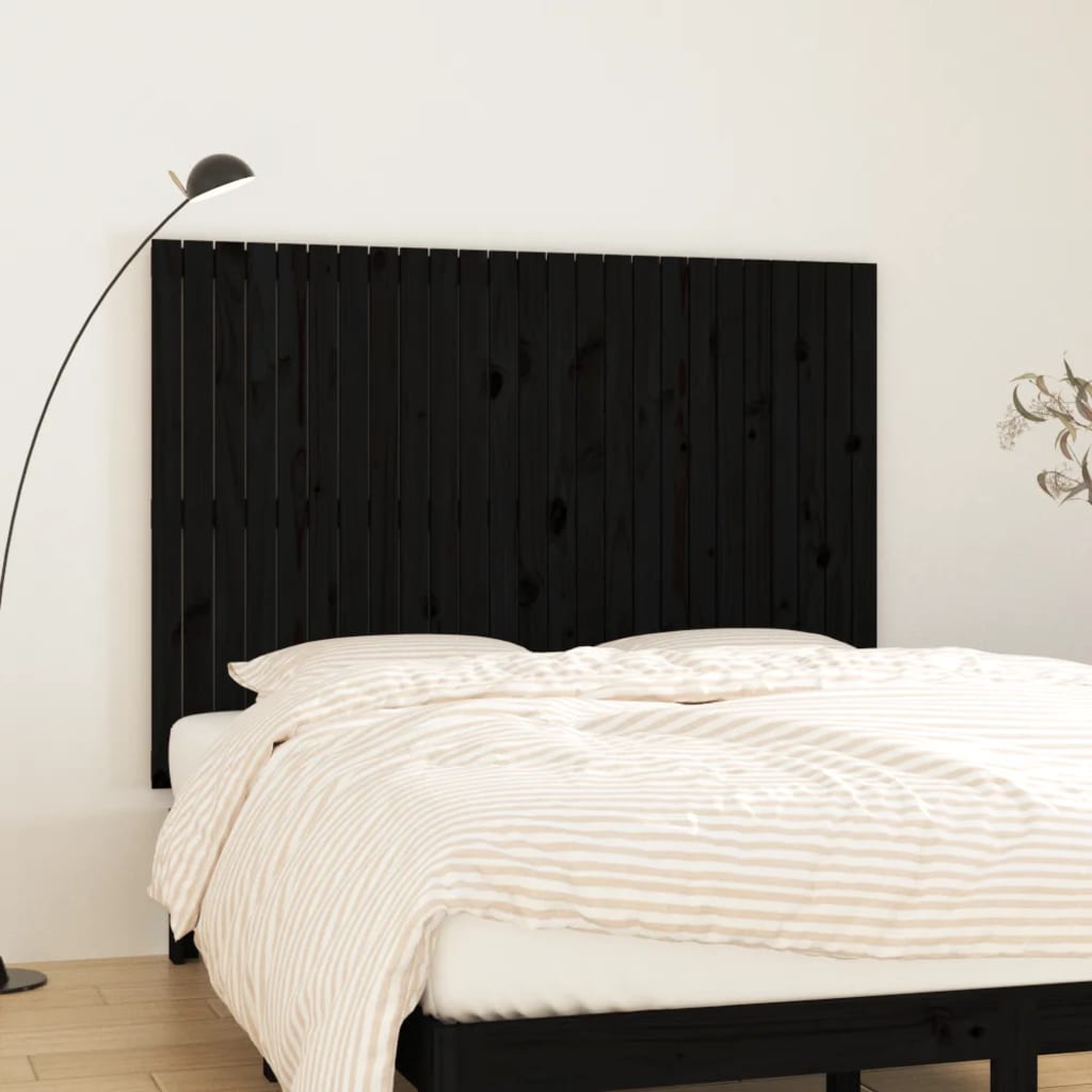 vidaXL Cabeceira de parede 159,5x3x110cm madeira de pinho maciça preto
