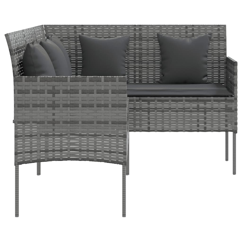 vidaXL 5 pcs conjunto sofás formato L c/ almofadões vime PE cinzento