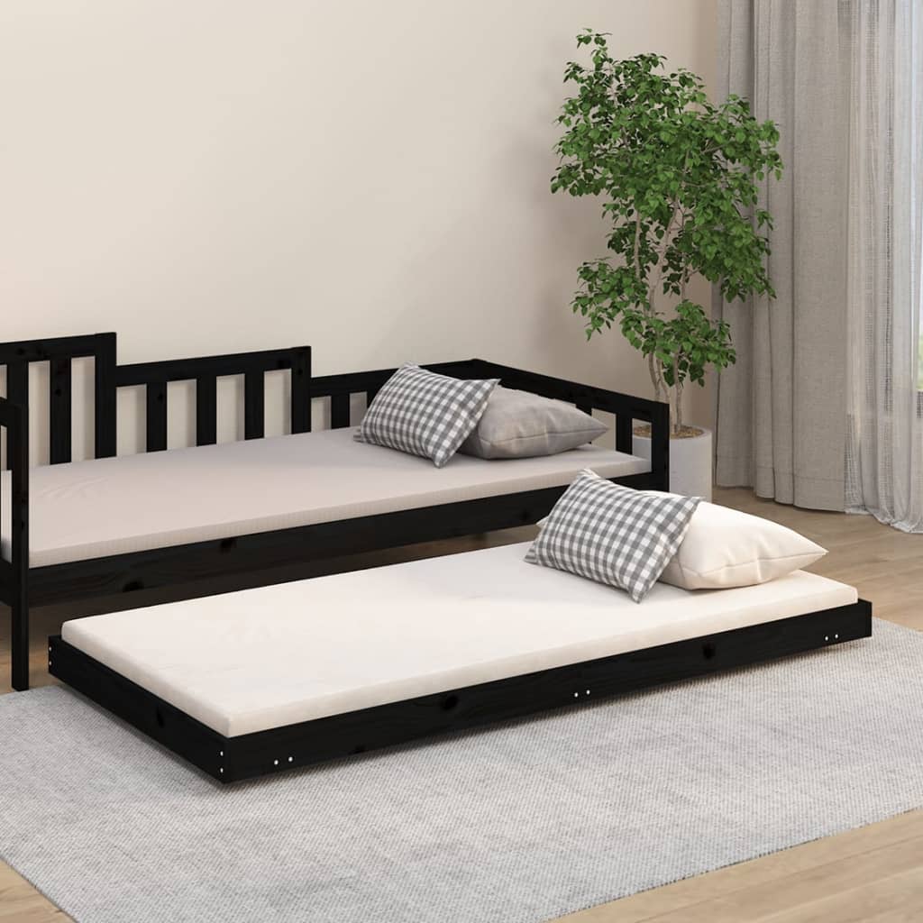 vidaXL Estrutura de cama 90x190 cm madeira de pinho maciça preto