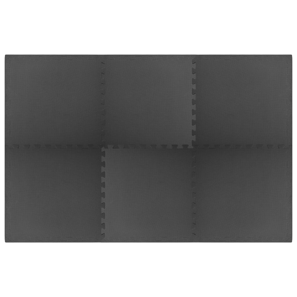 vidaXL Tapetes de chão 6 pcs 2,16 ㎡ espuma de EVA preto