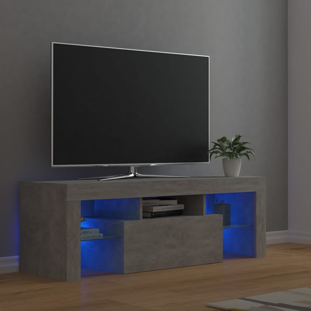 vidaXL Móvel de TV com luzes LED 120x35x40 cm cinzento cimento