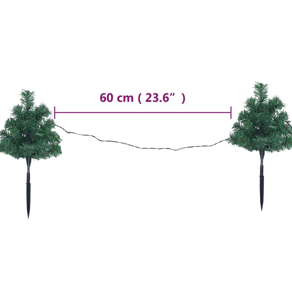 vidaXL Árvores de Natal de caminho 6 pcs 45 cm PVC luzes LED multicor