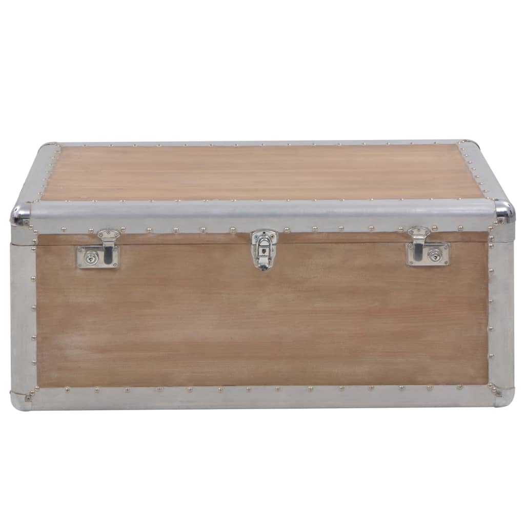 vidaXL Caixa de arrumação madeira de abeto maciça 91x52x40 cm castanho