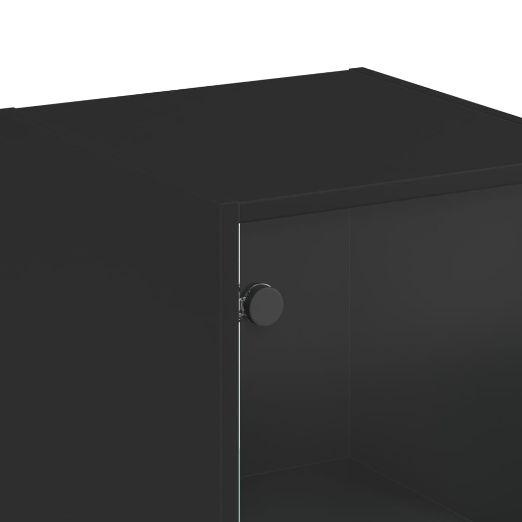 vidaXL Aparador alto c/ portas de vidro 35x37x142 cm preto